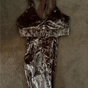 Velvet Brown Two-Piece Set